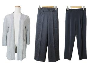 自由区 美品 3点セット まとめ 長袖 カーディガン パンツ スラックス 小さいサイズ 32 XS相当 グレー ネイビー U90
