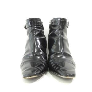 LOUIS VUITTON NQ0063 ブーティ ショートブーツ ハイヒール パテントレザー ベルト付き 36 約23cm 黒 ブラック