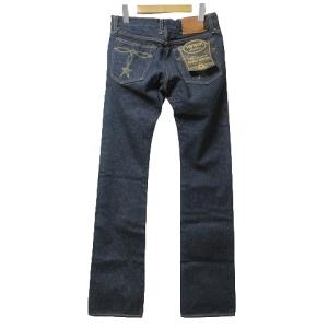 vanson Leathers フラッシャー付き 507 デニム パンツ ジーンズ ボタンフライ セルビッチ ロゴ 刺繍 30 紺 ネイビー IBO49 X