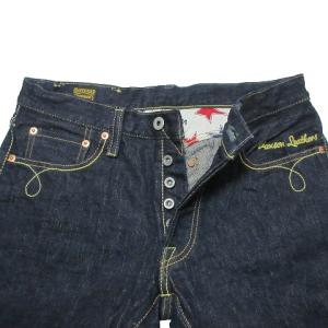 vanson Leathers フラッシャー付き 507 デニム パンツ ジーンズ ボタンフライ セルビッチ ロゴ 刺繍 30 紺 ネイビー IBO49 X