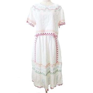 タグ付き 20SS カットワーク刺繍 セットアップ スカラップ リネン混 カットソー スカート 1 白 ホワイト IBO49