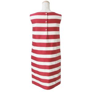 Loro Piana ワンピース ひざ丈 ノースリーブ ボーダー 38 S相当 赤 白 IBO49 X