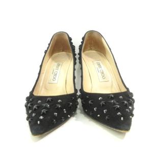 JIMMY CHOO スタースタッズ パンプス ヒール ポインテッドトゥ 星 ビーズ付き カジュアル 35.5 約22.5cm 黒 ブラック IBO49