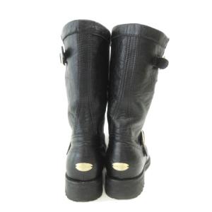 JIMMY CHOO エンジニア ショートブーツ レザー ベルト付き シンプル 37.5 約23.5?24cm 黒 ブラック IBO49