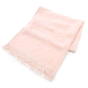 ショール 大判 ストール フリンジ 馬車ロゴ柄 マフラー スコットランド製 ピンク