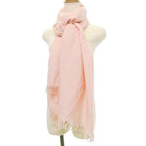 HERMES ショール 大判 ストール フリンジ 馬車ロゴ柄 マフラー スコットランド製 ピンク