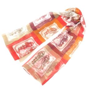 美品 スカーフ BRIDES de GALA ブリッド ドゥ ガラ 総柄 カジュアル 薄手 マルチカラー IBO49