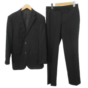 スーツ セットアップ 背抜き シングル ビジネス 無地 裏地 ノバチェック 約S相当 黒 ブラック U90