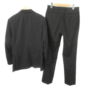 BURBERRY BLACK LABEL スーツ セットアップ 背抜き シングル ビジネス 無地 裏地 ノバチェック 約S相当 黒 ブラック U90