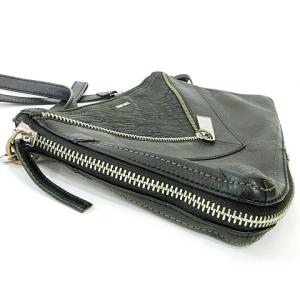DIESEL レザー ショルダーバッグ ジップデザイン 2WAY クラッチバッグ 黒 ブラック U90