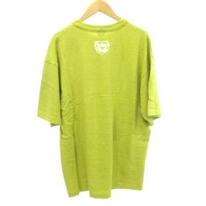 HUMAN MADE 美品 23ss HM25CS038 Tシャツ 半袖 ロゴ プリント ハート クルーネック コットン 薄手 XLサイズ 黄 イエロー