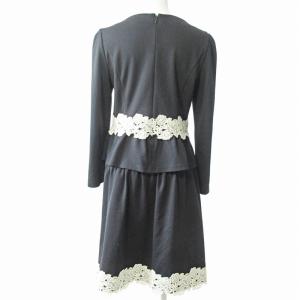 M'S GRACY セットアップ アンサンブル 長袖 カットソー 膝丈 スカート レース 黒 38 0520