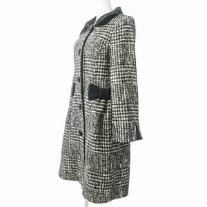 M'S GRACY 美品 リボン 黒ボタン ツイード 別珍 ステンカラーコート ジャケット 黒 ベージュ 36 0527