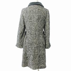 M'S GRACY 美品 リボン 黒ボタン ツイード 別珍 ステンカラーコート ジャケット 黒 ベージュ 36 0527