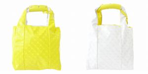リバーシブル トートバッグ ハンドバッグ PVC イエロー ホワイト 0515
