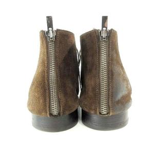 LOUIS VUITTON スエード チャッカブーツ ハイカット アーモンドトゥ ウイングチップ ジップ イタリア製 8 約26.5cm 茶 ブラウン
