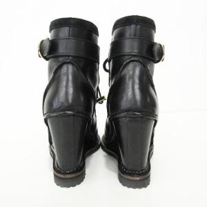 DIANE von FURSTENBERG 美品 ショートブーツ レースアップ ベルト付き 本革 レザー 厚底 無地 約23.5cm 黒 ブラック