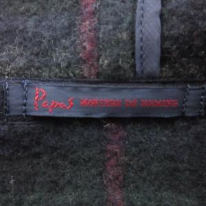 Papas 美品 ロング ダッフルコート アウター フード付き 無地 D0494FC009 厚手 50 約Lサイズ 黒 ブラック ORG