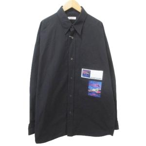 22ss water nights シャツ 長袖 パッチ プリント 39 M?L相当 黒 ブラック GY24