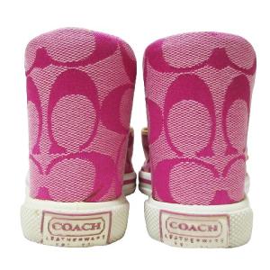 COACH ミュール ウエッジソール シグネチャー ベルト 7 約24cm ピンク DC4 X