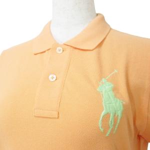 RALPH LAUREN 美品 ビッグポニー ポロシャツ 半袖 鹿の子 スキニー 刺繍 アップリケ M オレンジ DC4 X