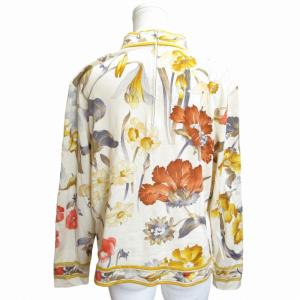 LEONARD カットソー 花柄 長袖 ベージュ 黄 赤 約Mサイズ 0619