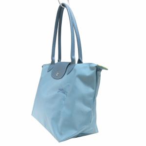 Longchamp プリアージュ LEPLIAGE ハンドバッグ トート 折りたたみ ロゴ刺繍 水色 ライトブルー