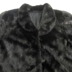 SAGA MINK ブラックミンク 毛皮 ファー コート ホック イタリア製 厚手 15 約XL?XXLサイズ 黒 ブラック GY09