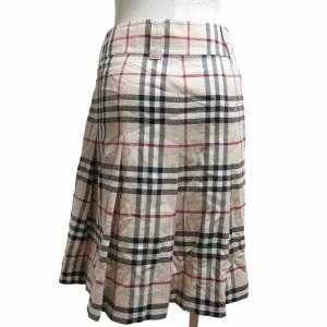BURBERRY LONDON フレアスカート ノバチェック ひざ丈 ウール 36 S ベージュ FXA13-030-14