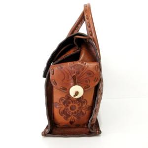 CARVING TRIBES ハンドバッグ 鞄 皮革 レザー 総柄 茶 ブラウン GY09