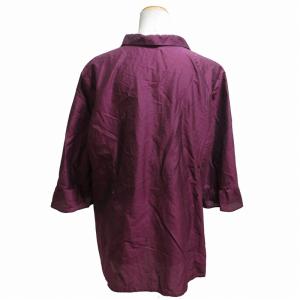 Leilian シャツ ブラウス デザイン仕様 七分袖 13+ XL 紫 パープル GY09
