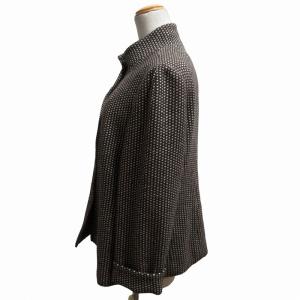 Leilian ロロピアーナ ハーフコート ジャケット カシミヤ 総柄 13+ XL 茶 ブラウン 白 ホワイト GY09