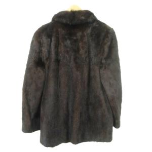 SAGA MINK 美品 銀サガ ミンク 毛皮 ファー コート 長袖 ホック 無地 厚手 11 約Lサイズ 茶 ブラウン GY09