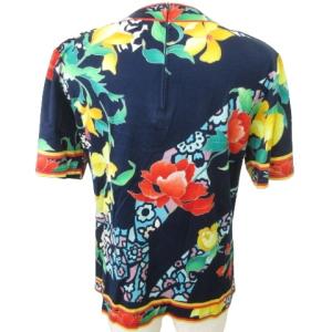 LEONARD 半袖 カットソー Tシャツ コットン 花柄 M 紺 ネイビー GY09