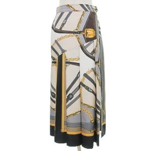 LOUIS VUITTON 22SS スカーフプリント シルク スカート ロング フランス製 国内正規 34 サイズ ベージュ系