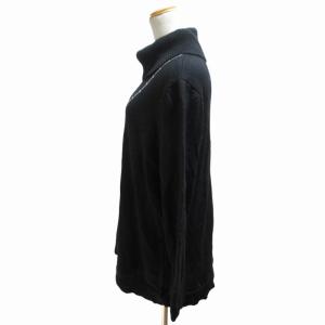 Leilian ニット セーター ハイネック スパンコール ビジュー装飾 ウール 長袖 15＋ M 黒 ブラック GY09