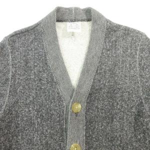 LOOPWHEELER 美品 カーディガン ニット Vネック 長袖 ボタン ツイード ストレッチ 厚手 XSサイズ グレー GY09