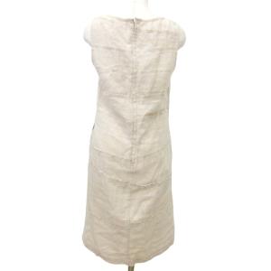 Tao 美品 ノースリーブ リネン ワンピース ミディ丈 TJ-A004 Sサイズ ベージュ GY09