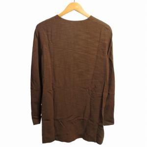 JURGEN LEHL ノーカラーシャツ ジャケット コート シルク 総柄 M 茶 ブラウン