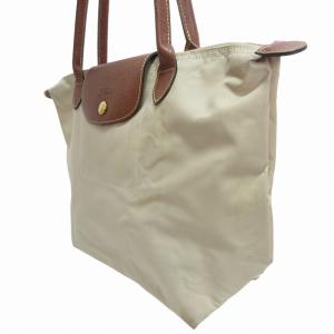 Longchamp LE PLIAGE SHOPPING トートバッグ ハンド レザーハンドル ロゴ金具 ベージュ GY09