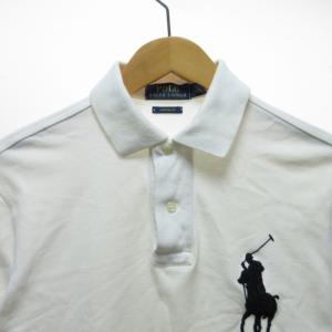 POLO RALPH LAUREN ポロシャツ カットソー 鹿の子 ビッグポニー刺繍 ワッペン 半袖 S 170 白 ホワイト