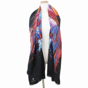 Marcelo Burlon 美品 大判 ストール マフラー フェニックス柄 メリノウール イタリア製 黒 ブラック  GY09