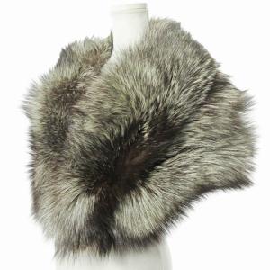 SAGA FOX 美品 フォックスファー 毛皮 大判 ティペット マフラー ショール 肩掛け グレー 茶 0716 GY09