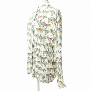 VERSACE オールド シャツ 長袖 アニマル ゼブラ柄 シマウマ 総柄 白 S 0715 GY09