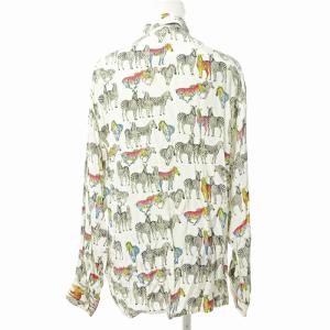 VERSACE オールド シャツ 長袖 アニマル ゼブラ柄 シマウマ 総柄 白 S 0715 GY09
