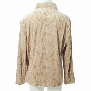 Leilian 美品 スタンドカラージャケット カーディガン パイル エンボス ペイズリー柄 ベージュ 13 0715 GY09