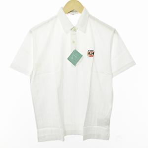 ポロシャツ カットソー 半袖 ロゴ刺繍 白 L