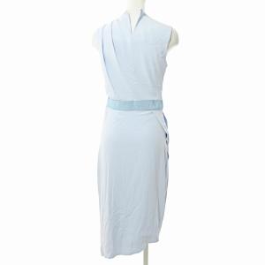 CARVEN タグ付き ワンピース ノースリーブ 膝丈 アシンメトリー ラップ調 タック サックスブルー 34 0718 GY09