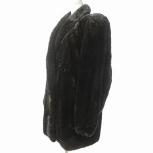SAGA MINK 銀サガ 美品 毛皮 ミンクファー コート ジャケット ハーフ ダークミンク 黒 15 0715  GY09
