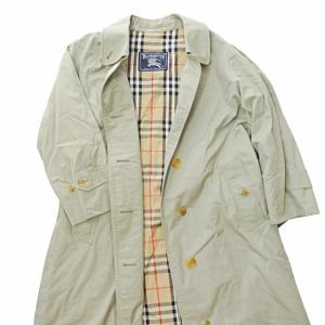 95年 ヴィンテージ ステンカラーコート ジャケット ノバチェック裏地 ベルト付き カーキ 約M